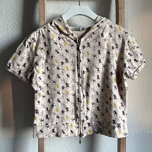 Riflessi Cat Dog Graphic Short Sleeved Zip Up Hoodie girls sz: XL